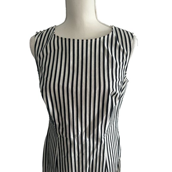 ST JOHN COLLECTION Striped Vintage Crewneck Dress Size 8 - Picture 4 of 8